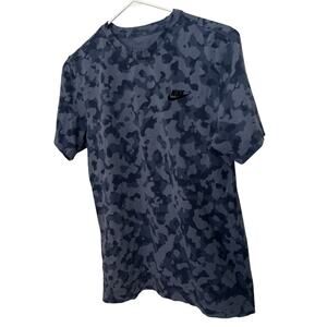 NIKE Sportswear Club Camouflage T-Shirt sz S Small Blue Ocean Fog Standard Fit
